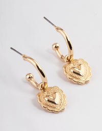 Gold Heart Huggie Earrings - link has visual effect only