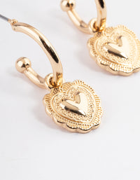 Gold Heart Huggie Earrings - link has visual effect only