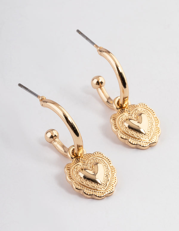 Gold Heart Huggie Earrings