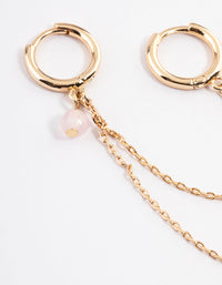 Gold Crystal Charm Chain Hoop Earrings - link has visual effect only