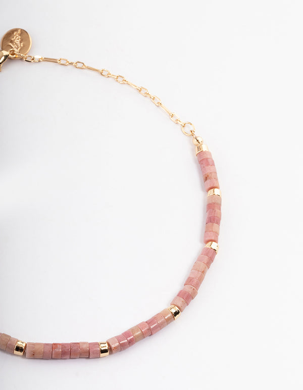 Gold Rhodonite Beaded Choker