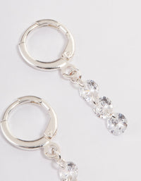 Silver Triple Floating Diamante Huggie Earrings - link has visual effect only