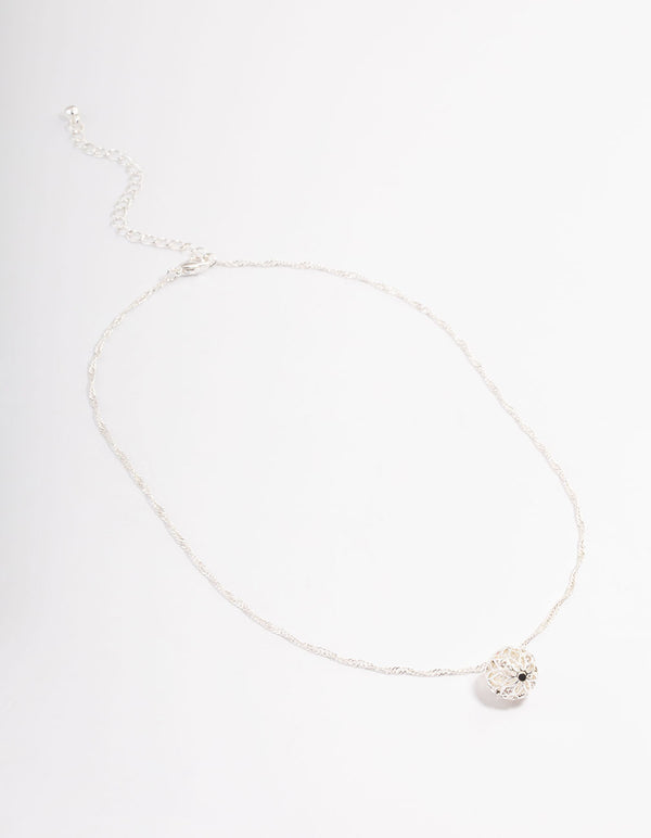 Silver Filigree Ball Pendant Necklace - Lovisa