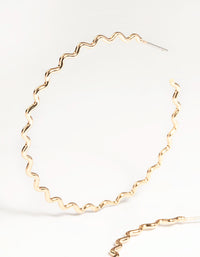 Gold Wavy Hoop Earrings - link has visual effect only