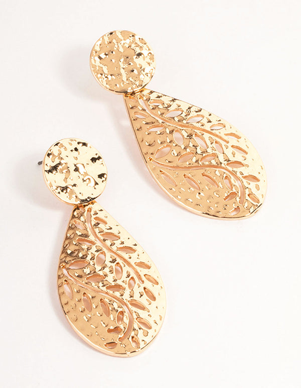 Gold Leaf Drop Earrings