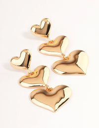 Gold Graduated Heart Drop Earrings - link has visual effect only