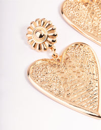 Gold Bold Etched Heart Earrings - link has visual effect only