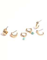 Gold Semi Precious Snake Earrings Set - link has visual effect only