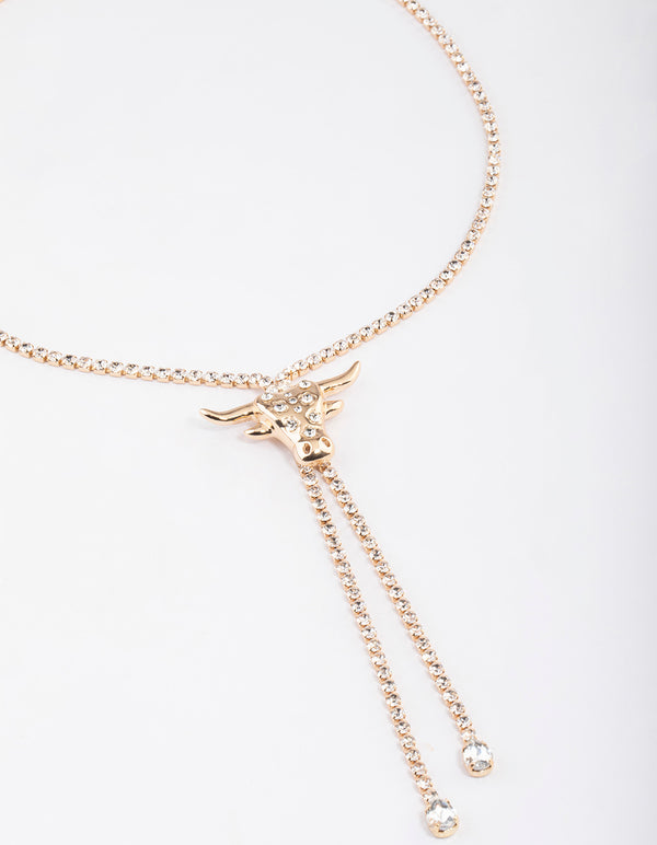 Gold Cow Bolo Necklace