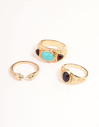 Gold Oval Turquoise Snake Ring Set - link has visual effect only