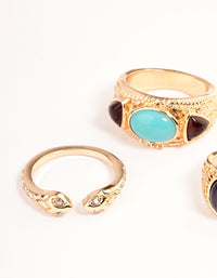 Gold Oval Turquoise Snake Ring Set - link has visual effect only