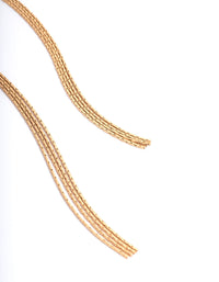 Gold Slim Tassel Drop Earrings - link has visual effect only