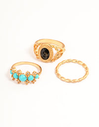 Gold Western Turquoise Ring Set - link has visual effect only