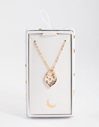 Gold Diamante Heart Locket Pendant Necklace - link has visual effect only