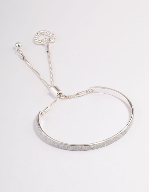 Silver Glitter Bangle Toggle Bracelet