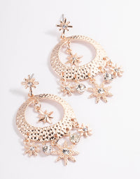 Rose Gold Cluster Mixed Molten Drop Earrings - link has visual effect only