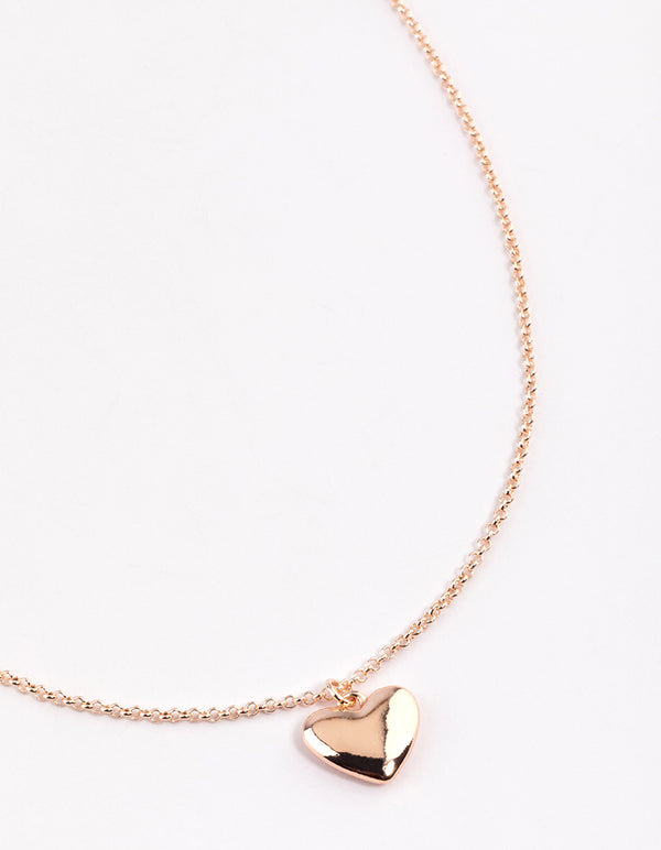 Rose Gold Bubble 3D Heart Necklace