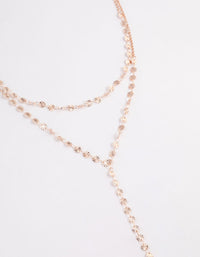 Rose Gold Double Row Dainty Disc Y-Necklace - link has visual effect only