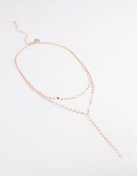 Rose Gold Double Row Dainty Disc Y-Necklace - link has visual effect only