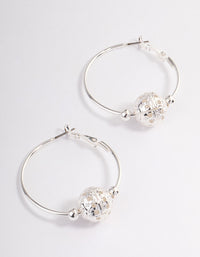 Silver Filigree Ball Big Beaded Hoop Earrings - link has visual effect only