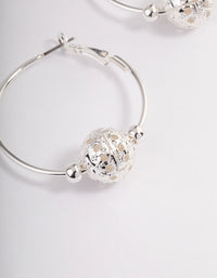 Silver Filigree Ball Big Beaded Hoop Earrings - link has visual effect only