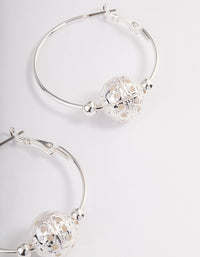 Silver Filigree Ball Big Beaded Hoop Earrings - link has visual effect only