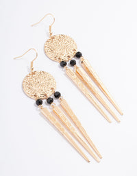 Black Texture Round Tassel Drop Earrings - link has visual effect only