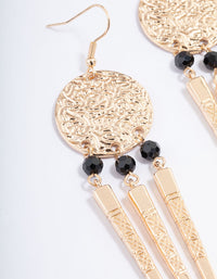 Black Texture Round Tassel Drop Earrings - link has visual effect only