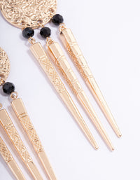 Black Texture Round Tassel Drop Earrings - link has visual effect only