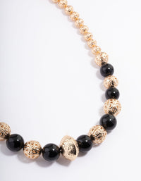 Black Rubber Ball Mixed Disc Necklace - link has visual effect only