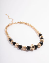 Black Rubber Ball Mixed Disc Necklace - link has visual effect only