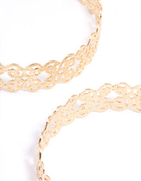 Gold Mid Thick Filigree Hoop Earrings - link has visual effect only