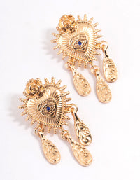 Gold Evley Rose Heart Drop Earrings - link has visual effect only