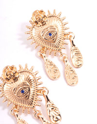 Gold Evley Rose Heart Drop Earrings - link has visual effect only