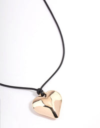 Gold Puffy Heart Pendant Necklace - link has visual effect only