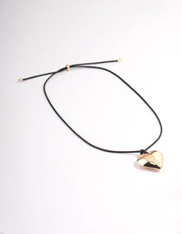 Gold Puffy Heart Pendant Necklace - link has visual effect only