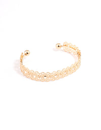 Gold Filigree Pattern Thick Cuff Bracelet - link has visual effect only