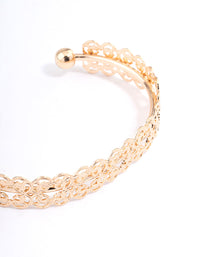 Gold Filigree Pattern Thick Cuff Bracelet - link has visual effect only