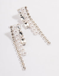 Silver Diamante Pearl Graduated Drop Earrings - link has visual effect only