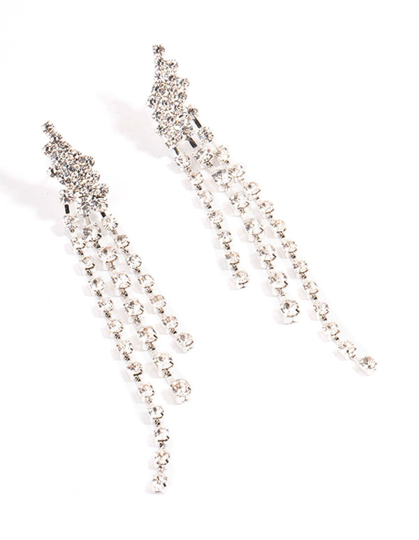 Silver Winged Graduated Cupchain Drop Earrings