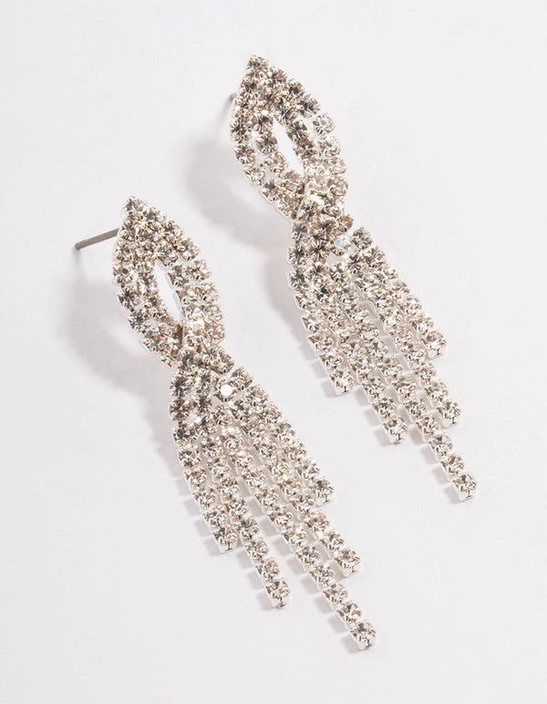 Silver Mini Twist Cupchain Drop Earrings