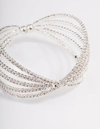 Silver Triple Row Criss Cross Cuff Bangle - link has visual effect only