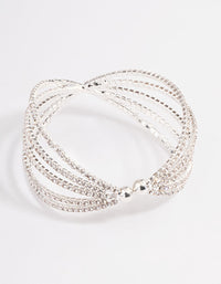 Silver Triple Row Criss Cross Cuff Bangle - link has visual effect only