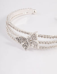 Silver Triple Row Diamante Butterfly Cuff Bangle - link has visual effect only