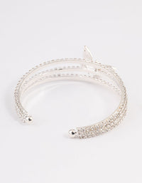 Silver Triple Row Diamante Butterfly Cuff Bangle - link has visual effect only