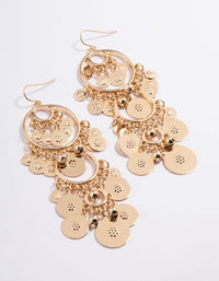 Gold Disc Round Tassel Drop Earrings - link has visual effect only