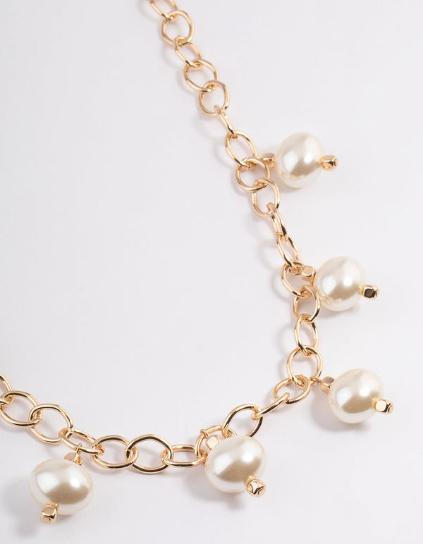 Gold Pearly Chain Necklace