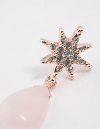 Rose Gold Rose Quartz Starburst Drop Earrings - link has visual effect only