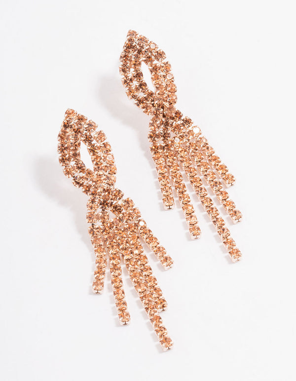 Rose Gold Mini Twist Cupchain Drop Earrings