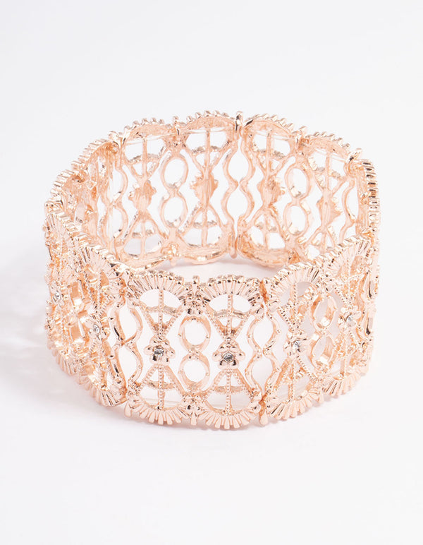 Rose Gold Mixed Filigree Stretch Bracelet